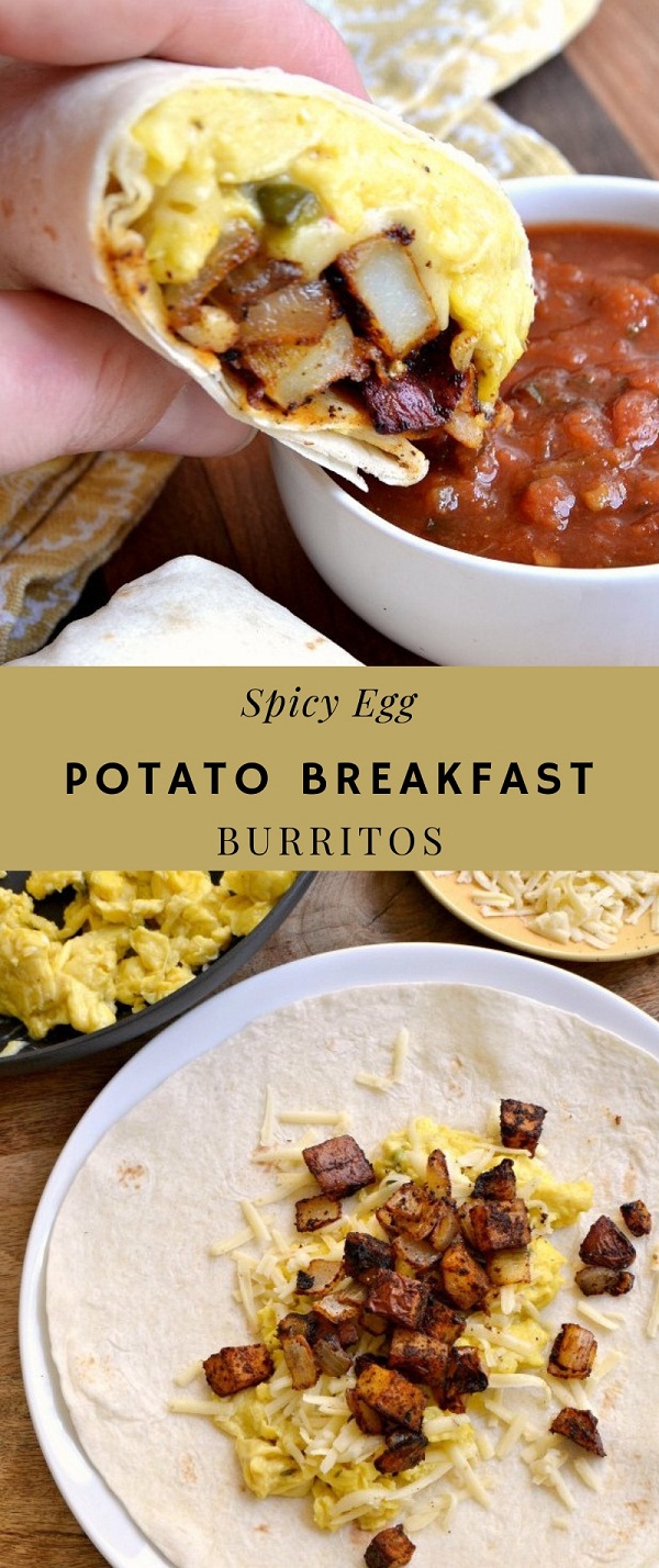 Spicy Egg and Potato Breakfast Burritos