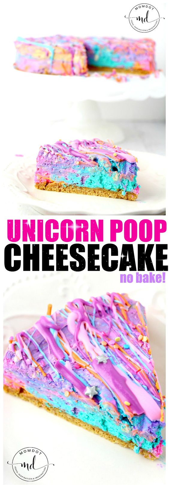 No Bake Unicorn Poop Cheesecake Recipe: Rainbow Tie Dye Cheesecake , gorgeous!