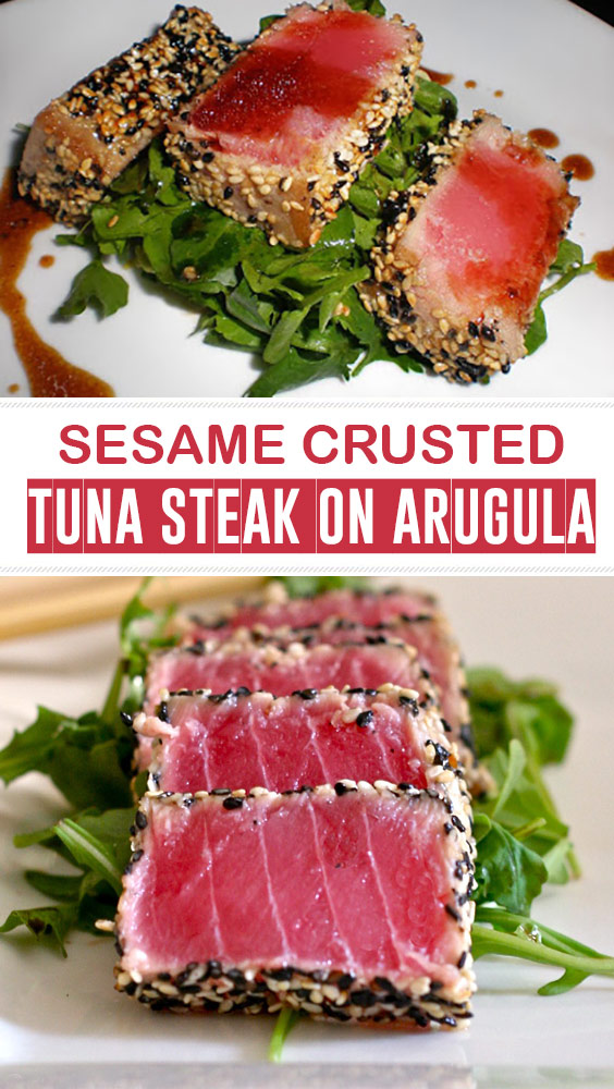 Sesame Crusted Tuna Steak On Arugula