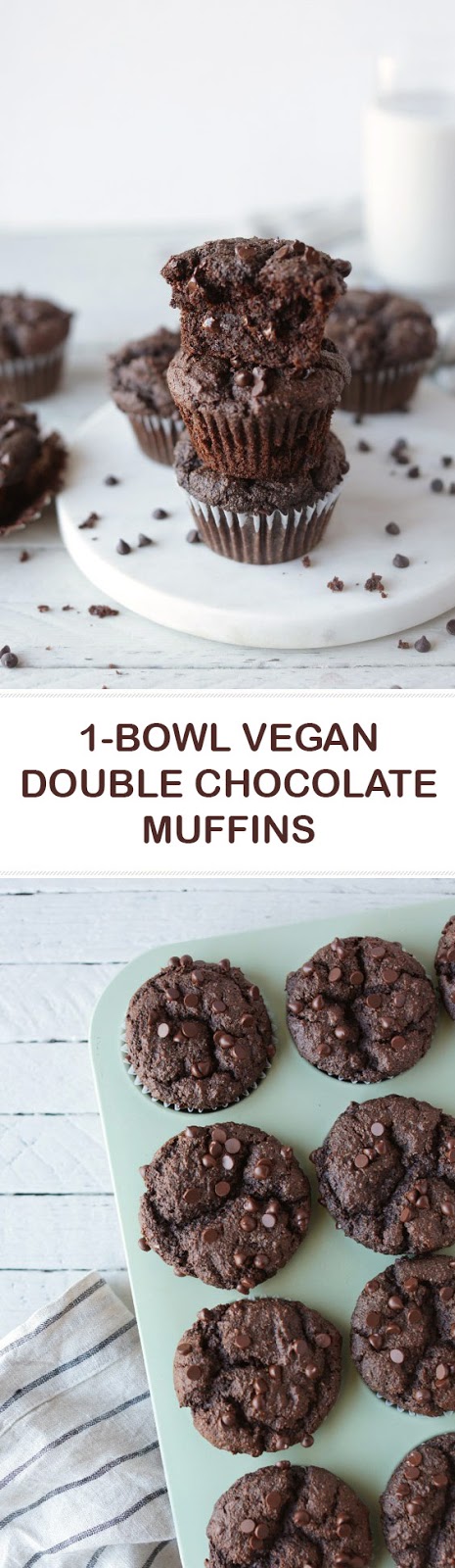 1-bowl Vegan Double Chocolate Muffins