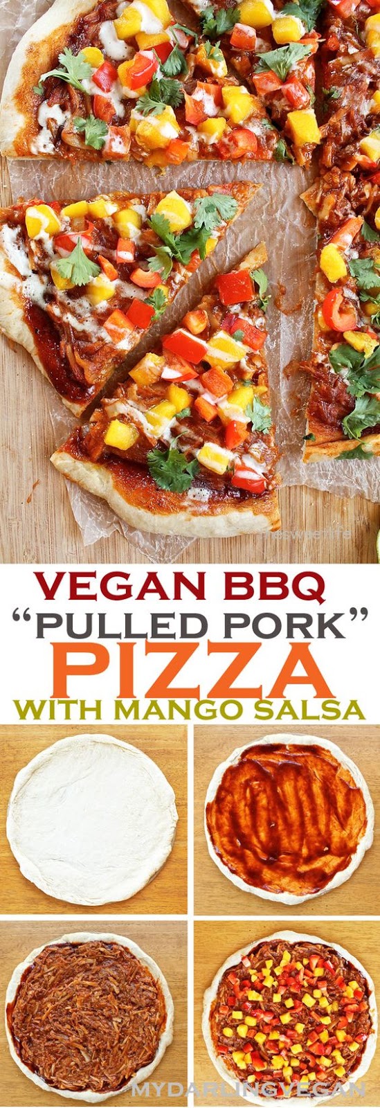 Vegan Pulled Pork Pizza with Mango Salsa
