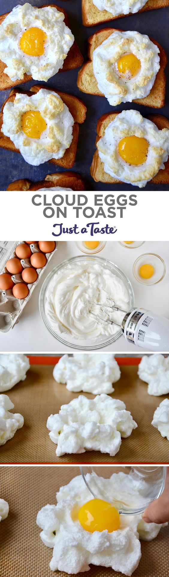 Cloud Eggs on Toast recipe from justataste.com #cloudeggs #recipe
