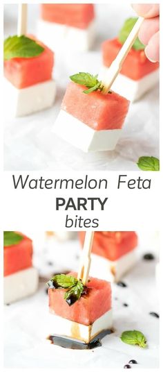 Watermelon And Feta Appetizer Bites - the perfect bite sized summer appetizer, easy to make and great for a party. via @cookinglsl