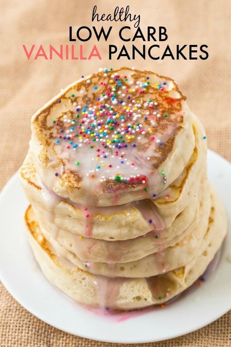Healthy Thick and Fluffy Low Carb Pancakes which are SO easy, delicious and low in calories but you wouldn't tell- The best low carb pancakes out there! vegan, gluten free, paleo recipe- thebigmansworld.com