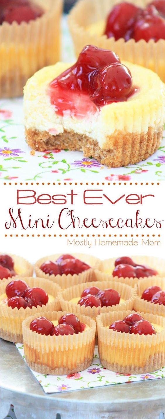 THE BEST recipe ever for Mini Cheesecakes! My kids beg me to make these again and again!