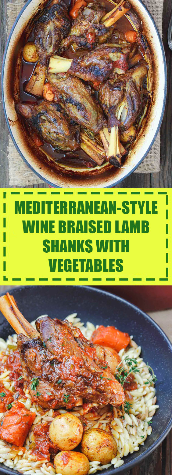 Mediterranean Style Wine Braised Lamb Shanks with Vegetables