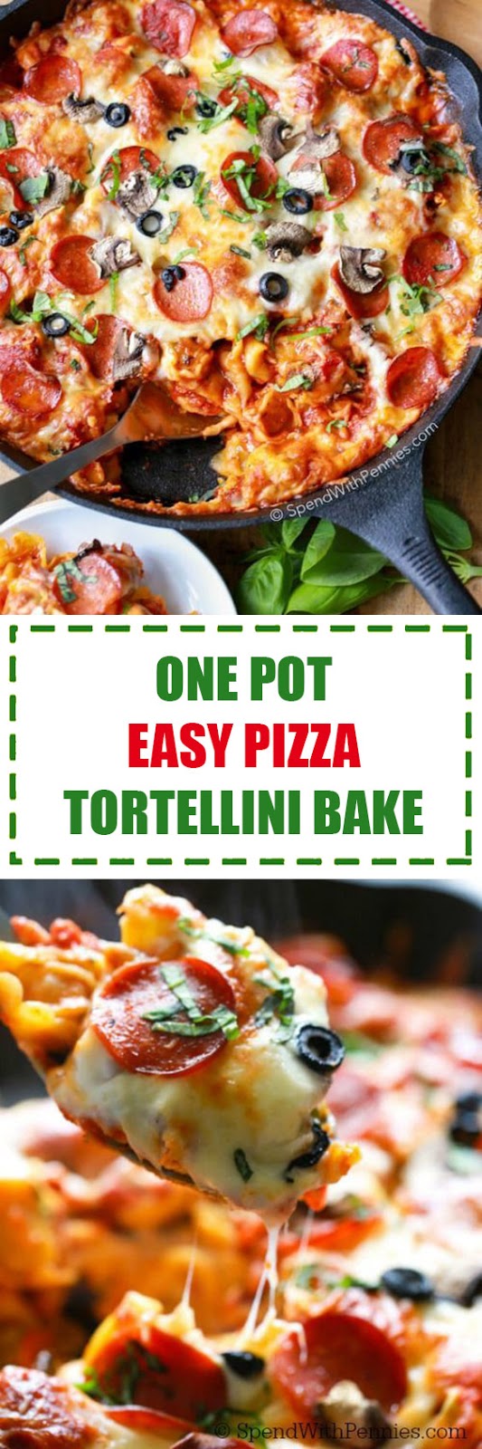 One Pot Easy Pizza Tortellini Bake