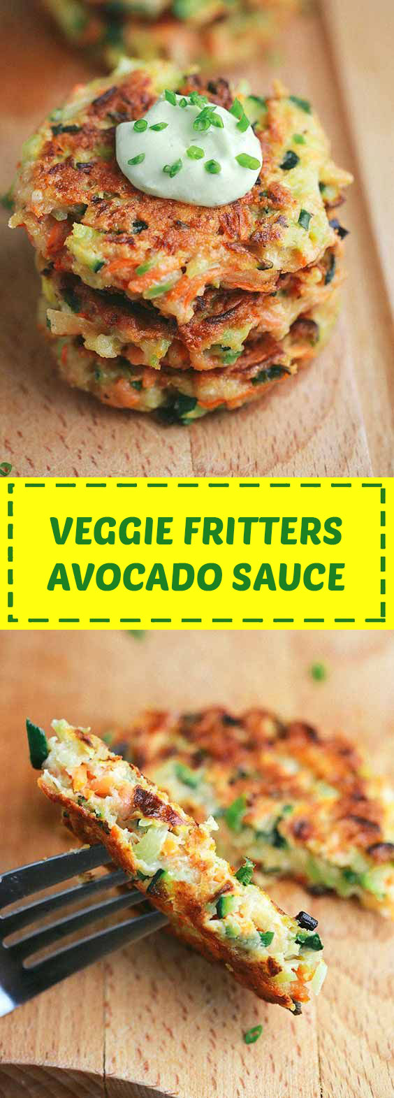 Crispy Vegetable Fritters with Avocado Yogurt Sauce