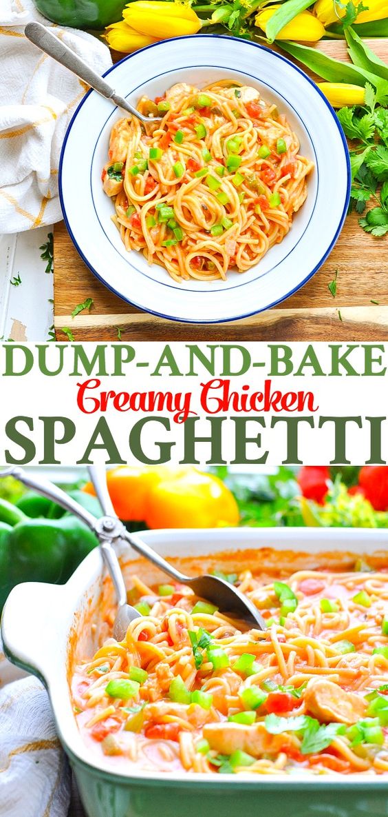 Dump-and-Bake Chicken Spaghetti