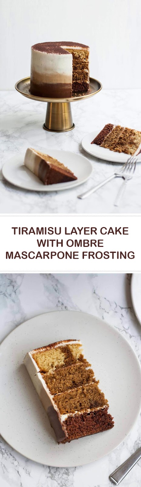 Tiramisu Layer Cake with Ombre Mascarpone Frosting