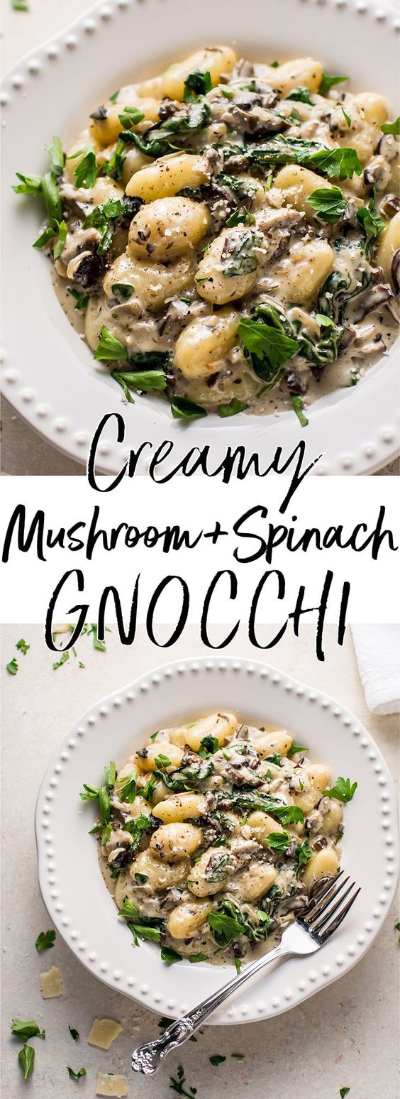 Creamy Mushroom and Spinach Gnocchi
