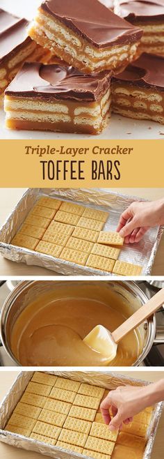 These easy caramel and chocolate layered cracker toffee bars are a twist on a traditional cracker toffee.