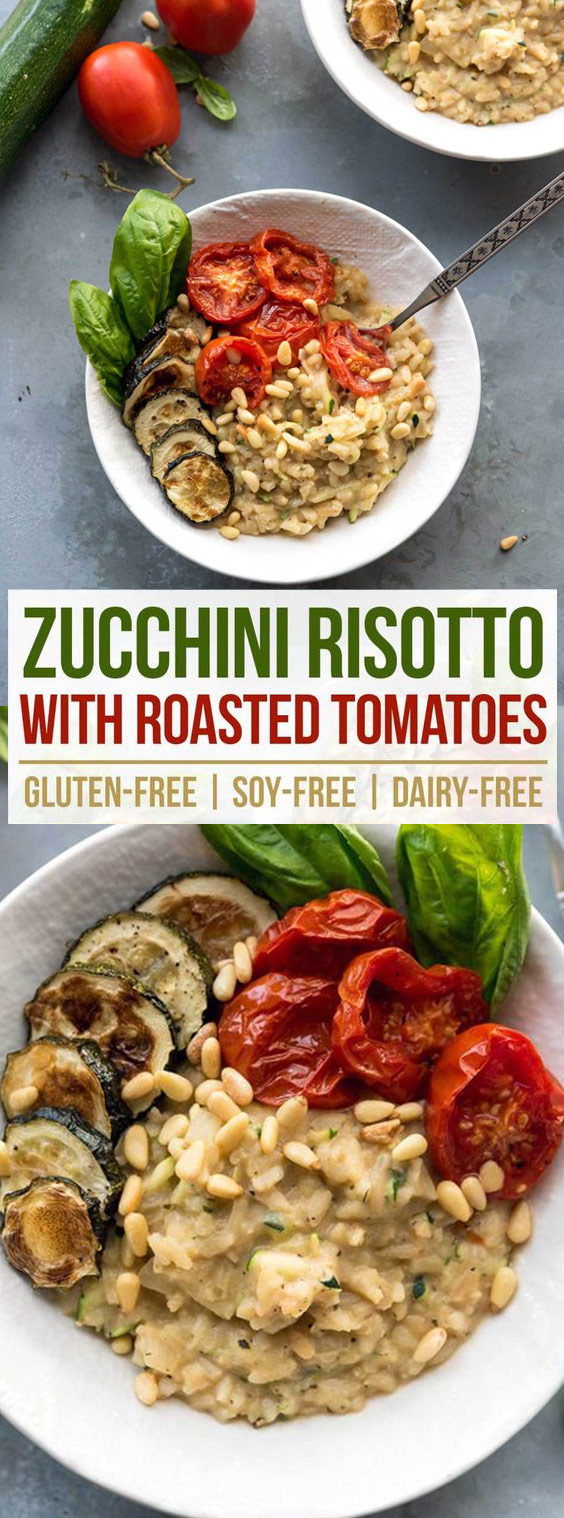 Gluten Free Zucchini Risotto with Roasted Tomatoes