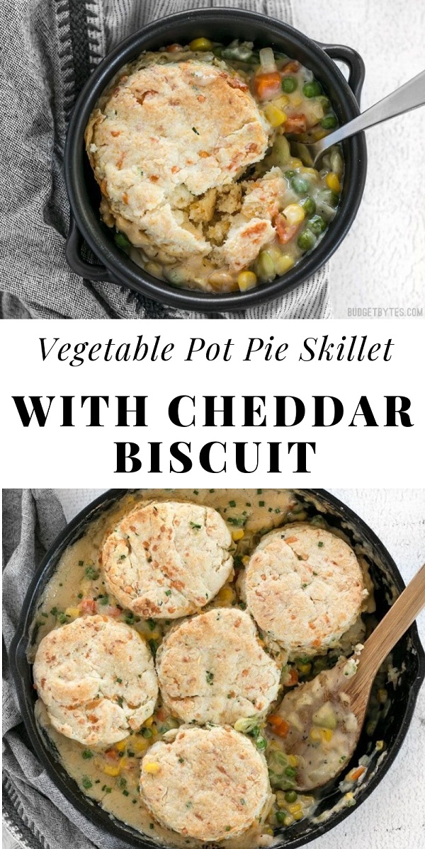 Vegetable Pot Pie Skillet with Cheddar Biscuit Topping
