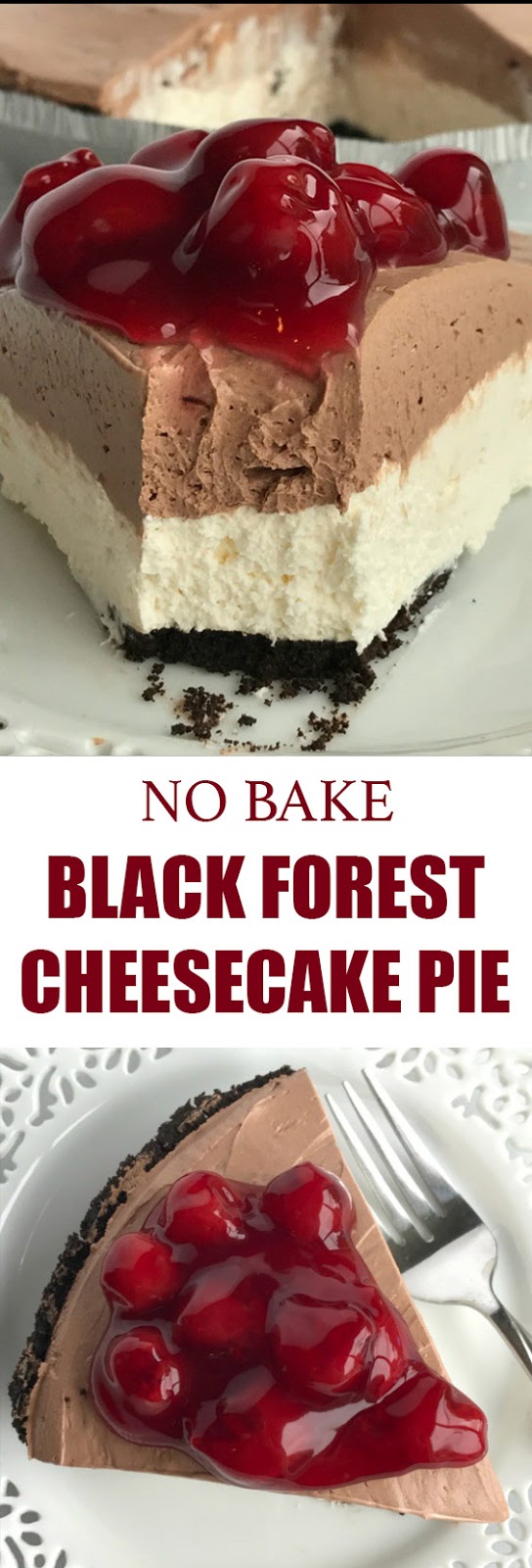 No Bake Black Forest Cheesecake Pie