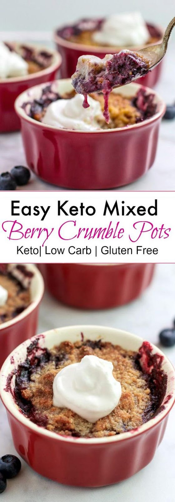 Easy Keto Mixed Berry Crumble Pots (Keto + Low Carb + Gluten Free)