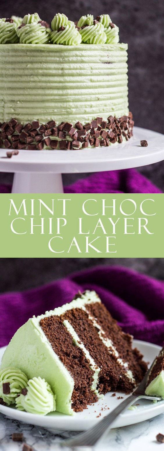 Mint Chocolate Chip Layer Cake