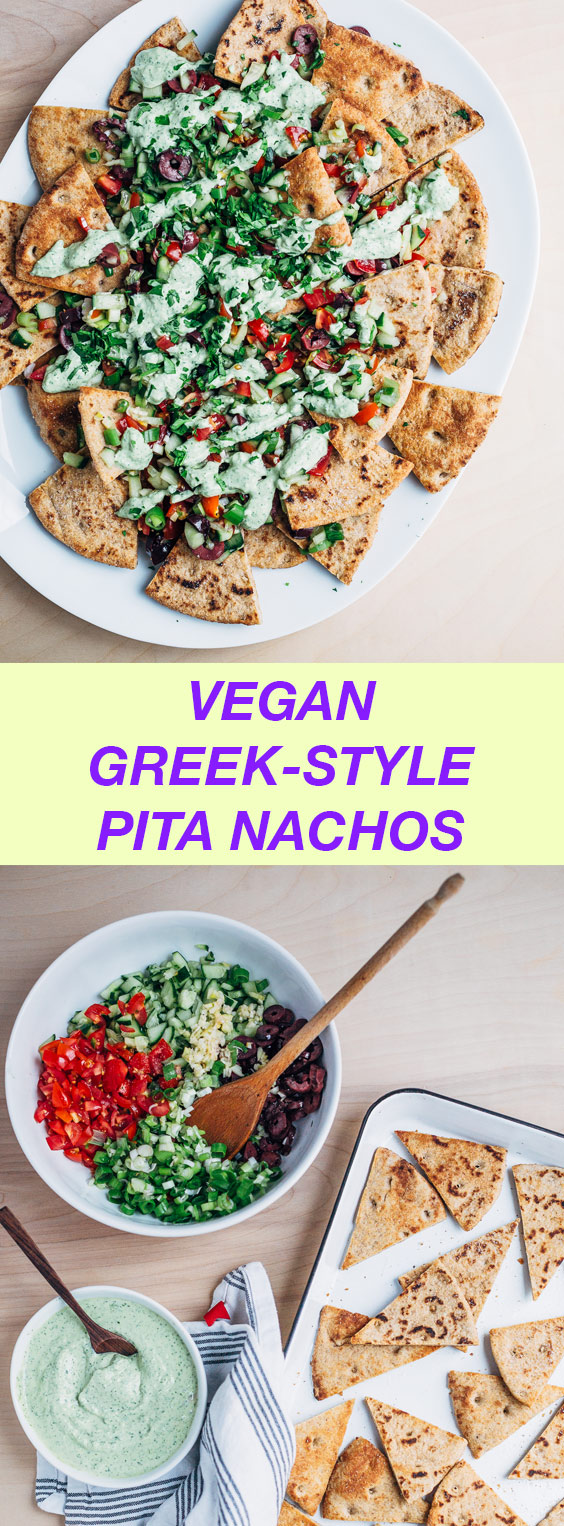 Vegan Greek-Style Pita Nachos