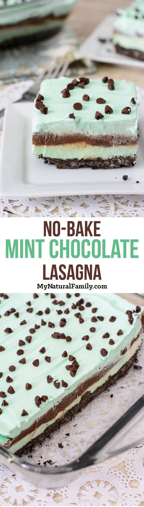 No-Bake Mint Chocolate Lasagna Dessert Recipe - I've got to try this recipe. It looks easy enough for my kids to make!