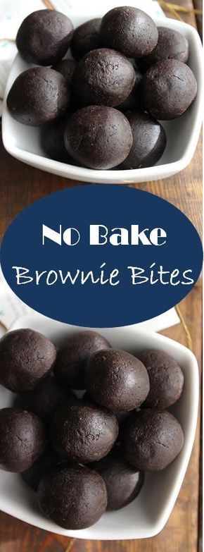No Bake Brownie Bites made with chocolate protein powder