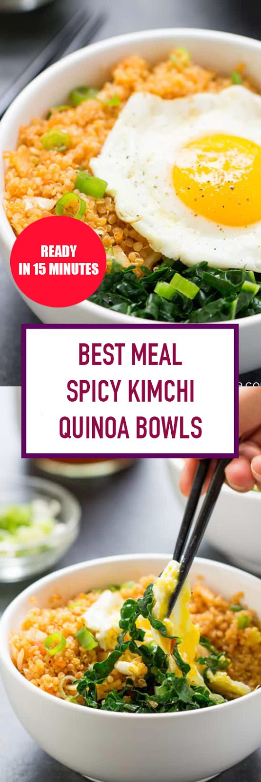Ready in 15 Minutes! Best Meal Spicy Kimchi Quinoa Bowls