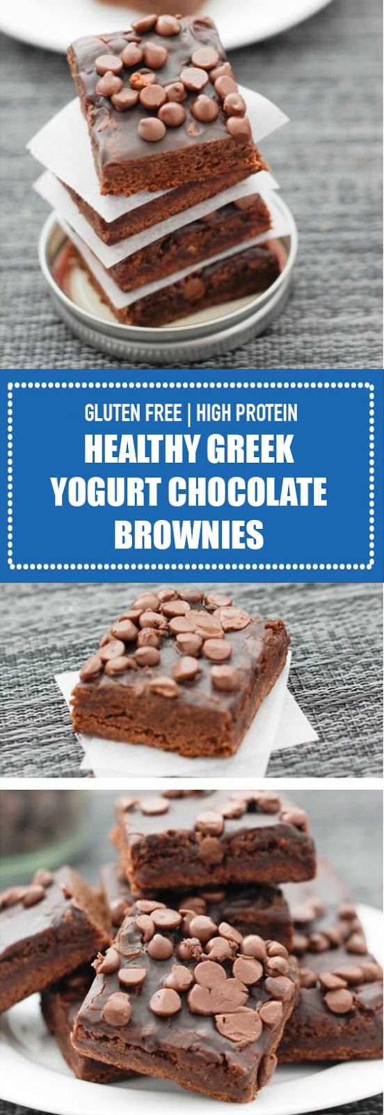 Gluten Free & High Protein Healthy Greek Yogurt Chocolate Brownies