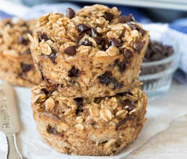 Chocolate Chip Baked Oatmeal Muffins