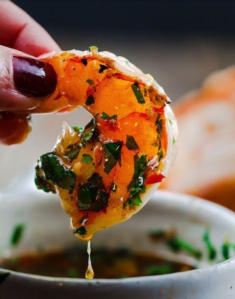 Grilled Shrimp Recipe with Roasted Garlic-Cilantro Sauce