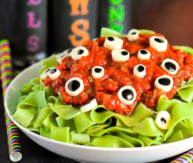 Halloween Dinner Eyeball Pasta