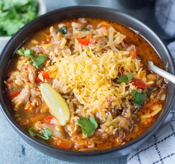 Low Carb Cabbage Chicken Taco Soup