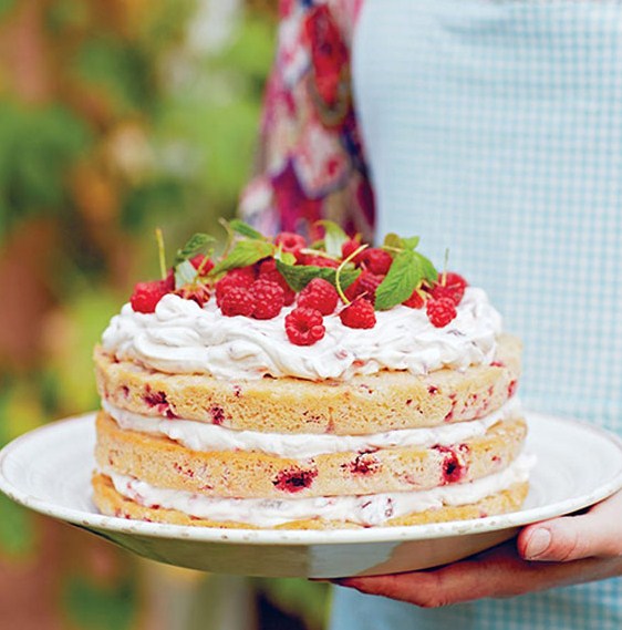 Natural Naked Raspberry Cake