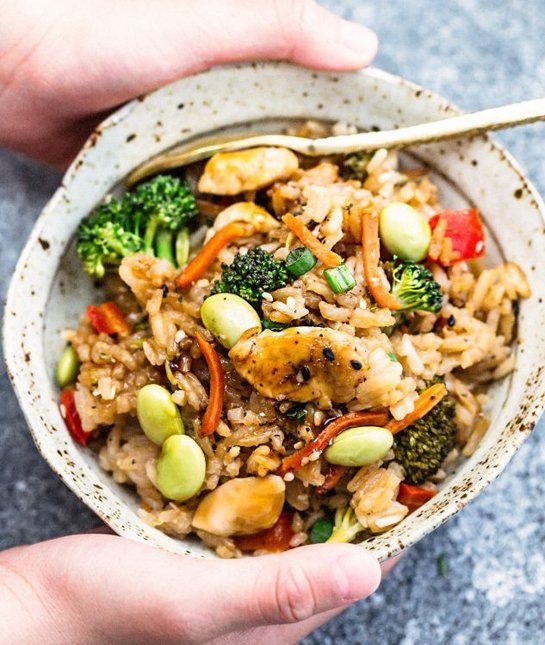 Want to learn how to make your own teriyaki sauce? It's so easy and will give you even more bragging rights when you serve this teriyaki rice with chicken and vegetables. If you don't want to make your own teriyaki sauce, you can use store-bought—we won't tell.