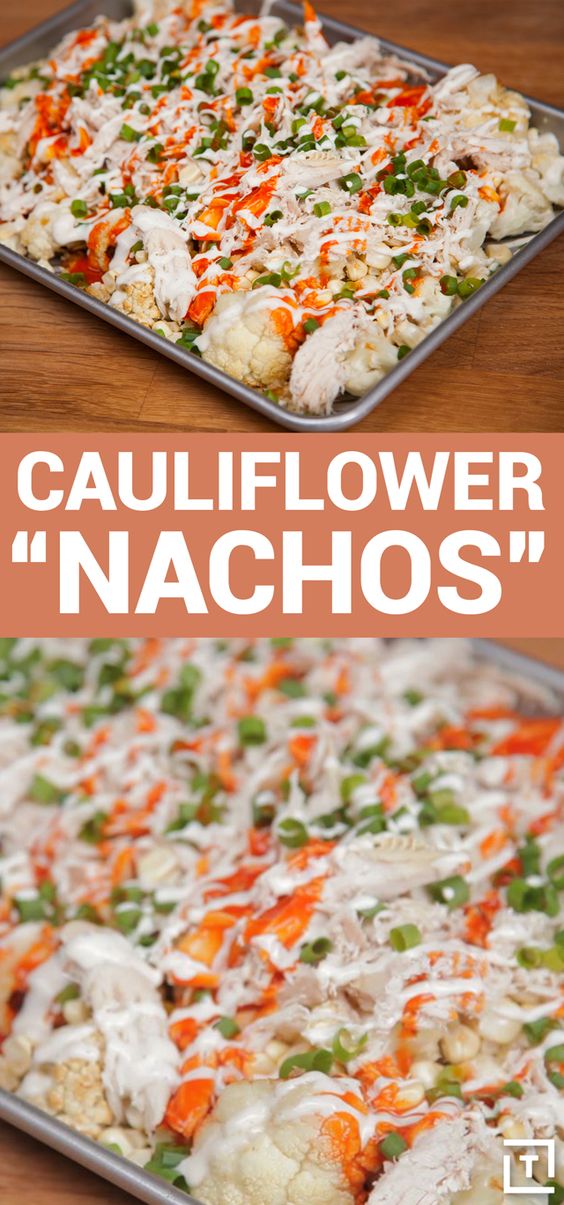Food Steez knows eating your veggies can be hard, which is why they've made these insanely tasty ranch roasted cauliflower nachos. The corn, green onions, and cauliflower may be smothered in ranch dressing, breadcrumbs, cheese, Buffalo sauce, and chicken but that's healthiest, right?