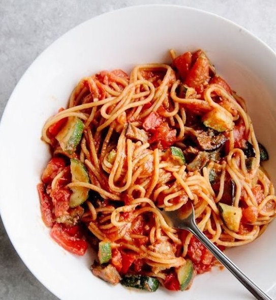 Ratatouille Spaghetti (Vegan + Gluten Free)