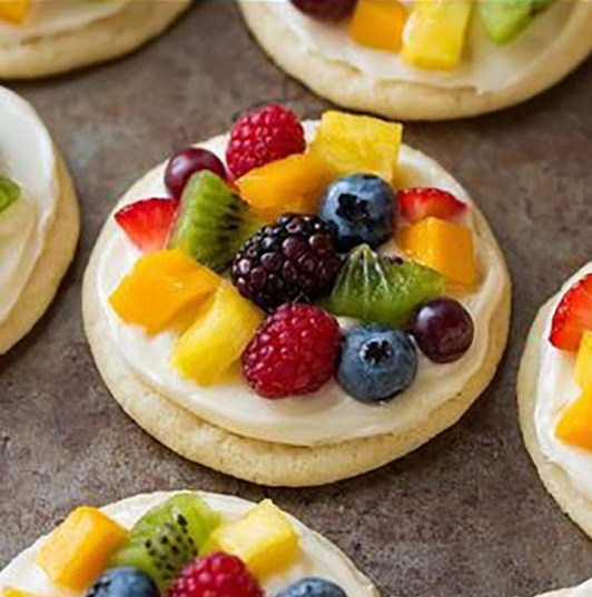 Sugar Cookie Fruit Pizzas (Chewy Version)