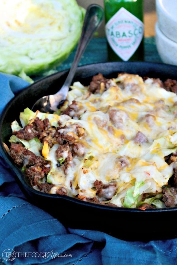 Tex Mex Cabbage Beef Skillet Recipe Topped With Spicy Mexican Cheese ...