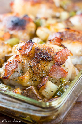 Baked Chicken Thighs
 Oven Baked Chicken Thighs with Bacon and Ranch Flavor Mosaic
