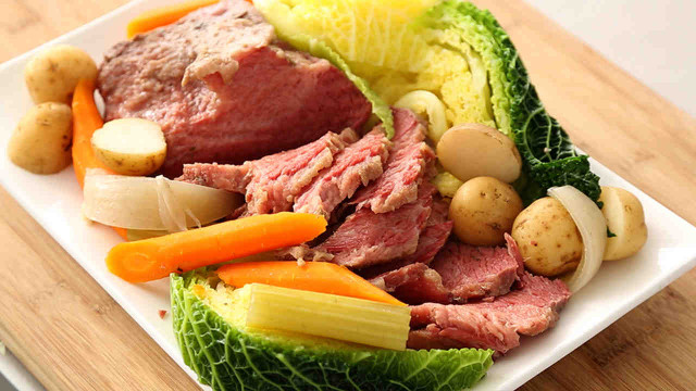 Corned Beef And Cabbage
 boiled corn beef brisket