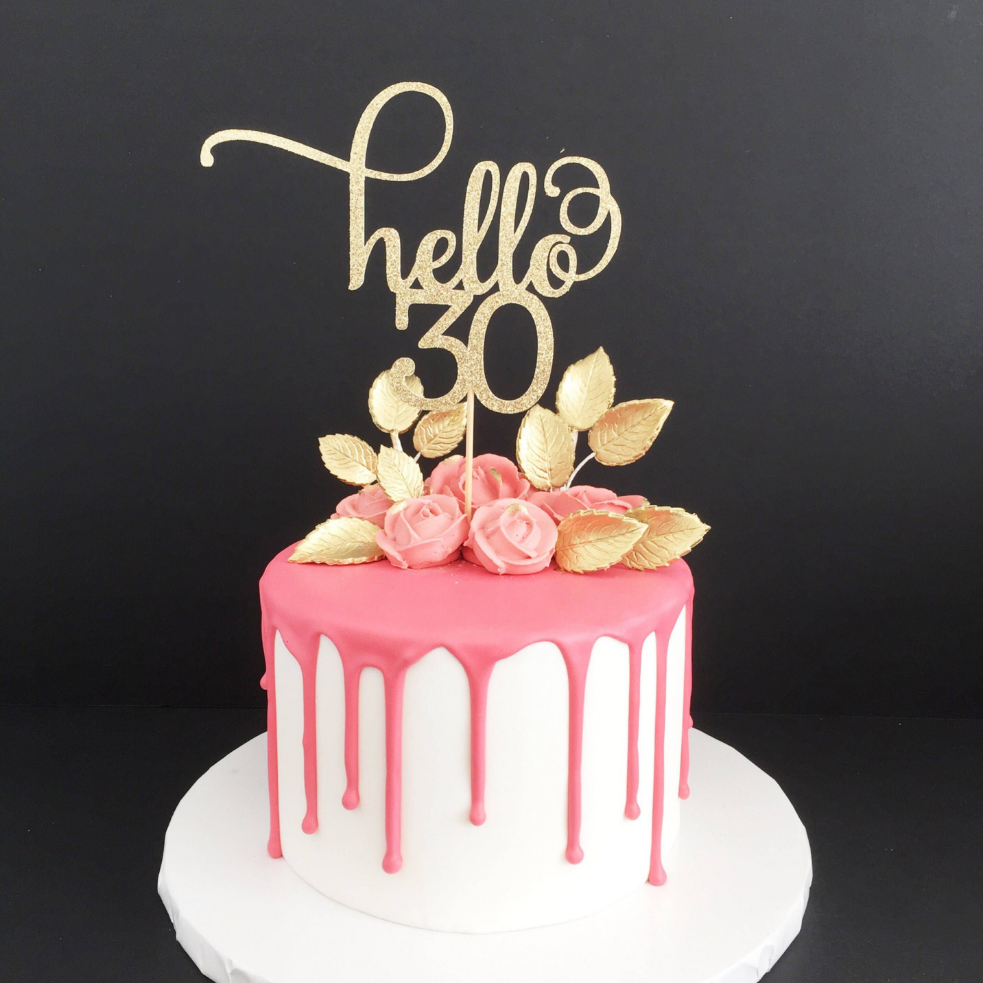30Th Birthday Cake
 Hello 30 Glitter Cake Topper Any Age Cake Topper 30th