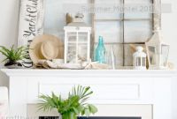 35 Captivating Mantle Beach themes Décor Ideas for Summer Lovely Summer Mantle Beach theme with Drift Wood and Hat