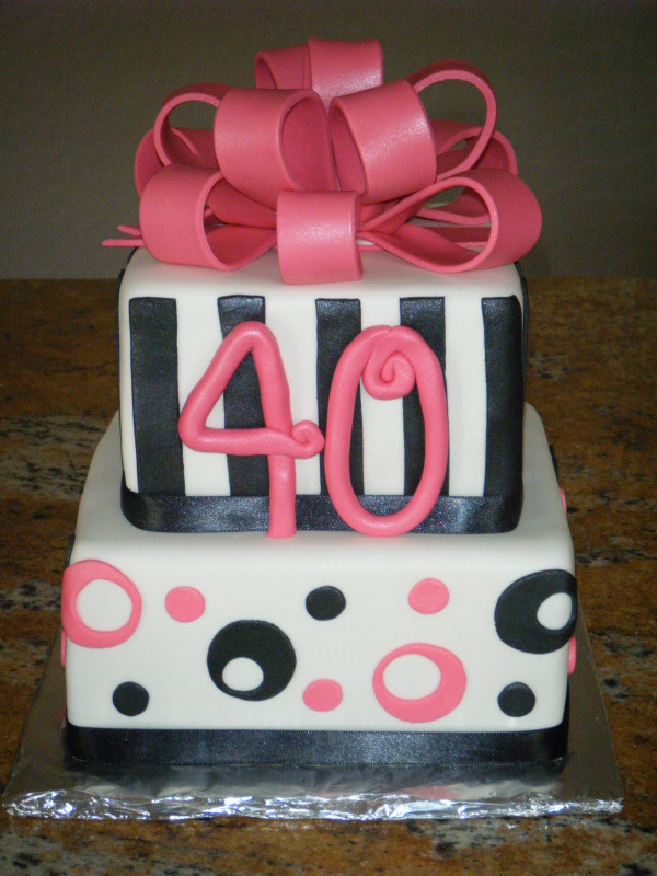 40Th Birthday Cake
 Cassy s Cakes Pink black and white 40th birthday