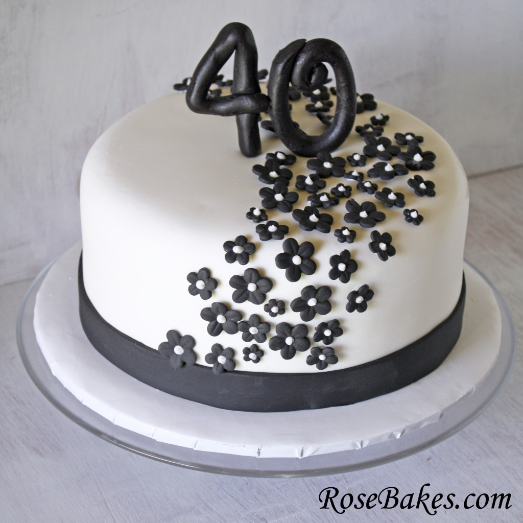 40Th Birthday Cake
 Black & White 40th Birthday Cake