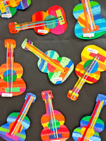 Art And Craft Ideas For Kids
 These collage guitars are adorable Perfect art project
