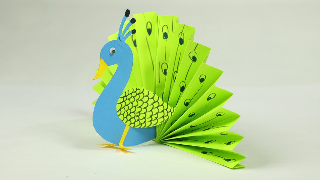 Art And Crafts For Kids
 Paper Crafts for Kids Easy Blue and Neon Peacock With