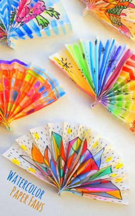 Arts And Craft For Kids
 Watercolor Painted Paper Fans