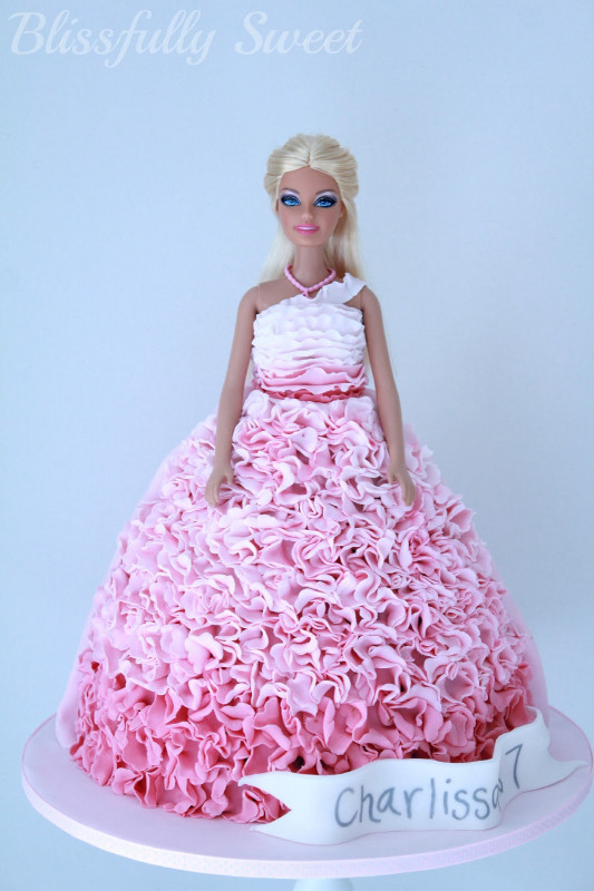 Barbie Birthday Cake
 Blissfully Sweet An Ombre Pink Ruffled Barbie Birthday Cake