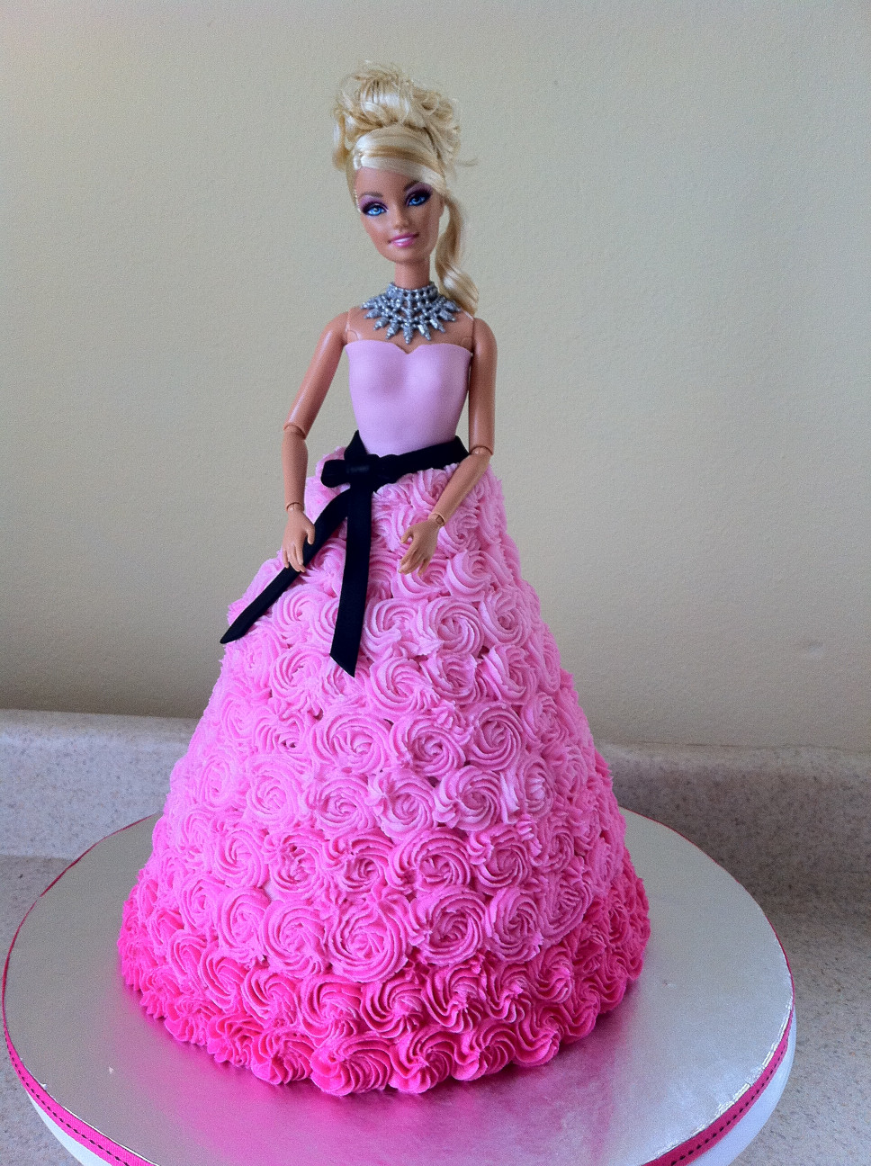 Barbie Birthday Cake
 Pink swirl Barbie birthday cake