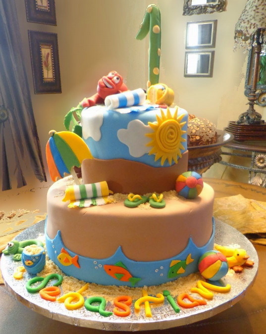 Beach Birthday Cake
 AnaSilkFlowers Cake Beach Birthday Kids Party
