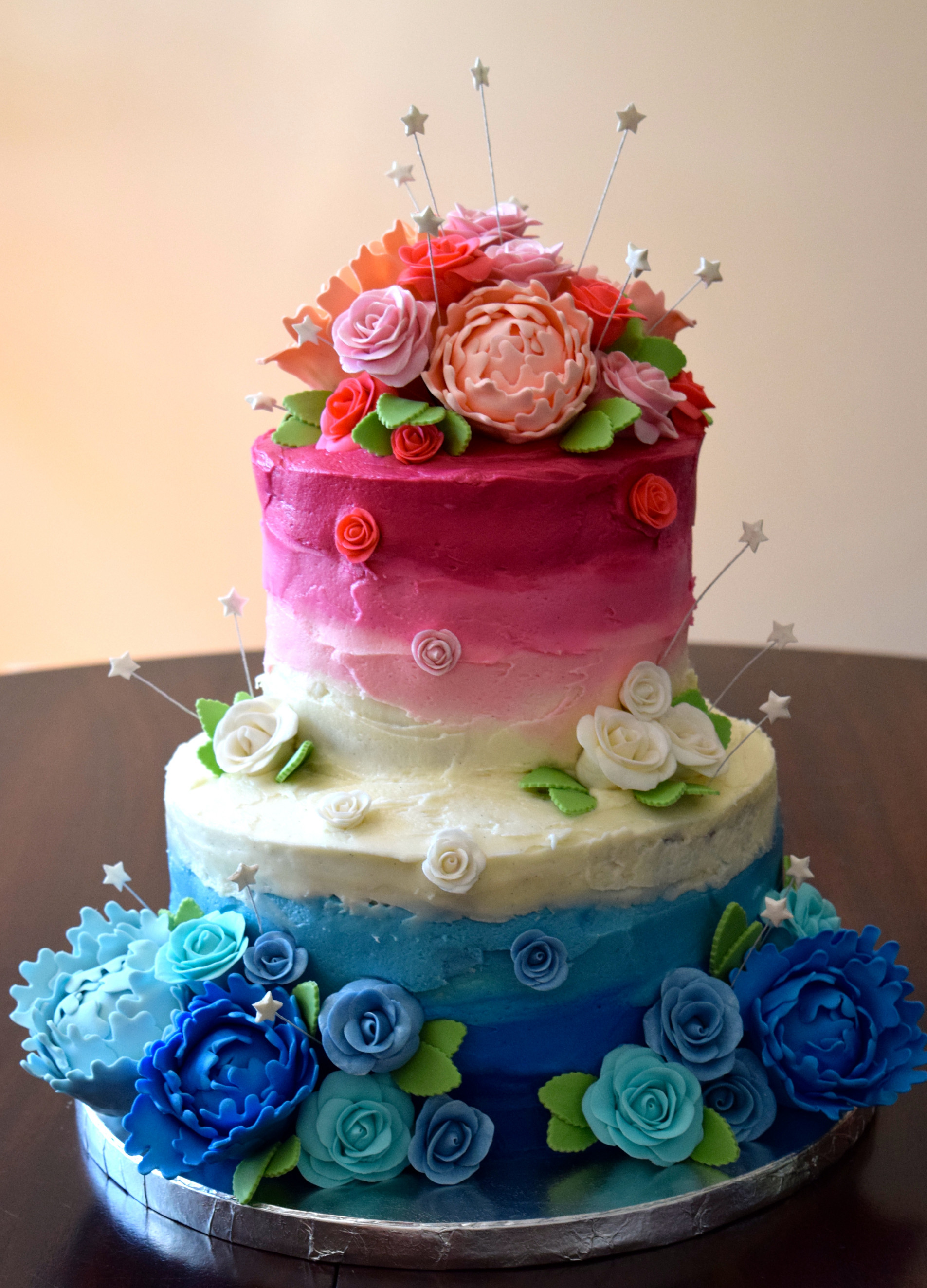 Beautiful Birthday Cake
 Pink and Blue Birthday Cake