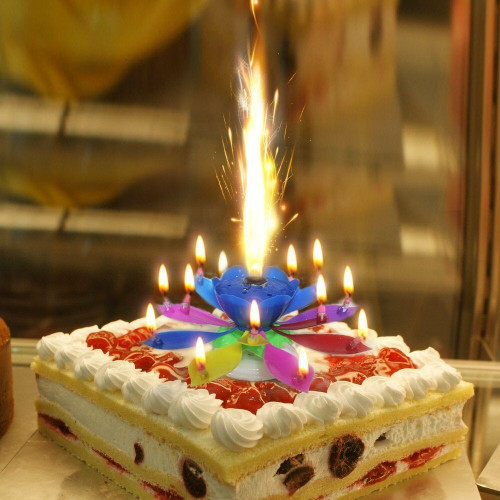 Birthday Cake Candles
 Music Singing Candle Spin Lotus Happy Birthday Wedding